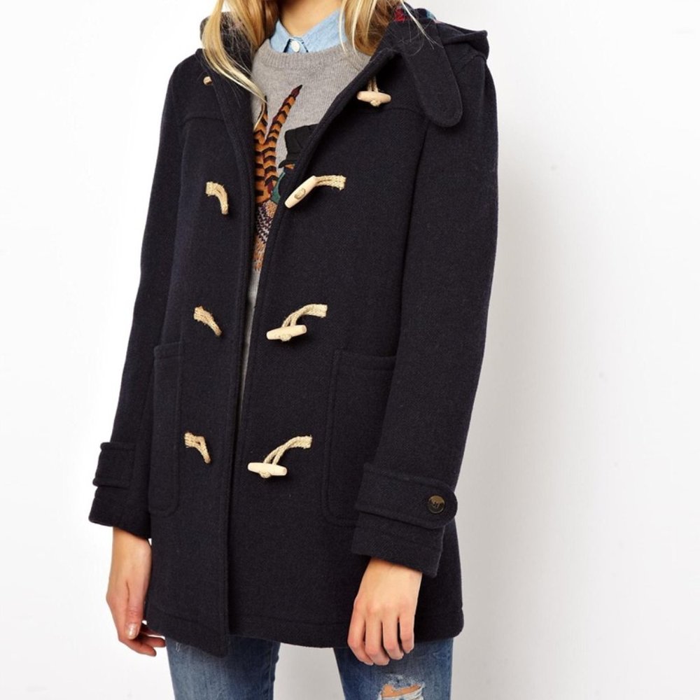 JACK WILLS Navy Blue Wool Duffle Toggle Coat